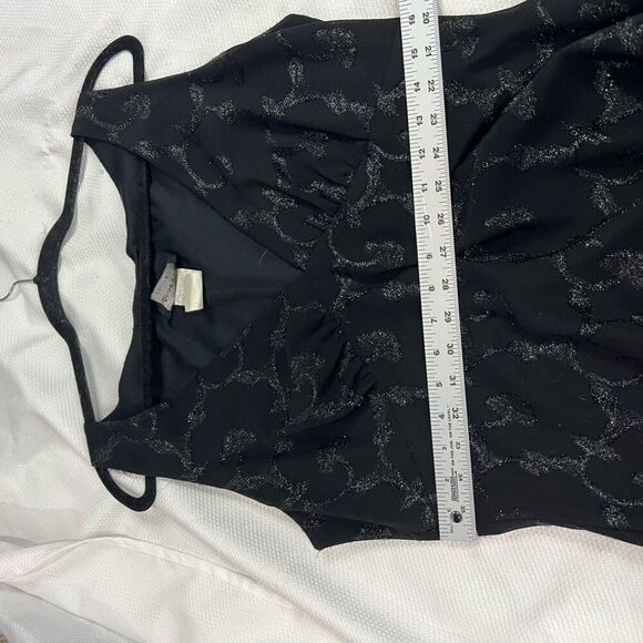 90’s‎ Y2K Black Silver V Neck Midi Dress Semi Formal Sz L - Picture 8 of 12